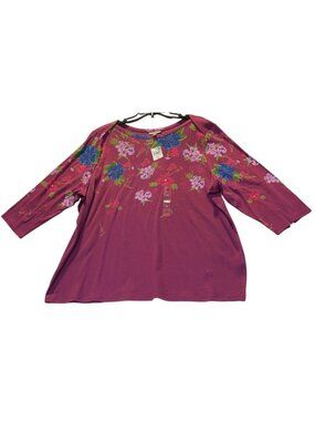 Style & Co Womens Plus Size 4X Floral Purple Top With 3/4 Sleeves
